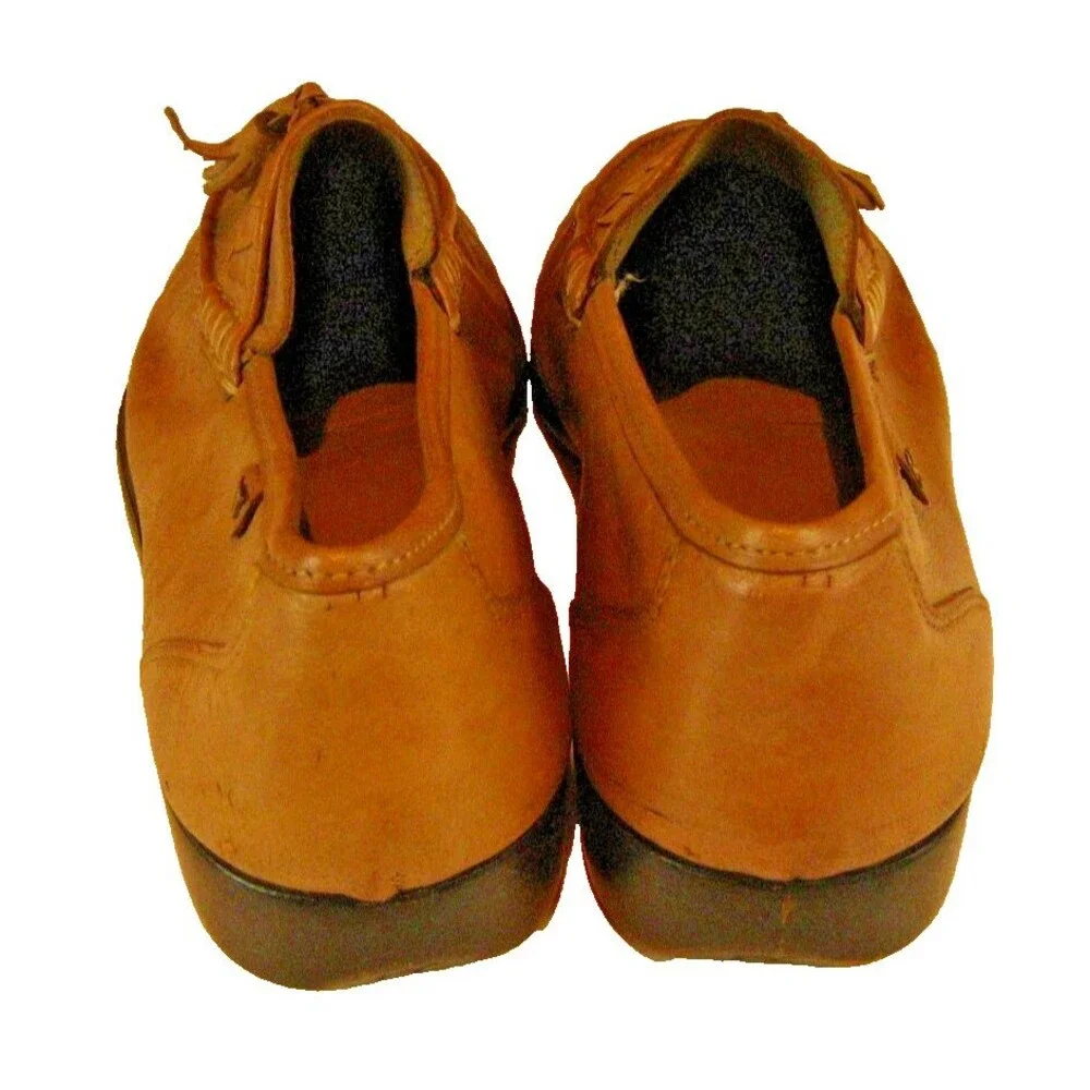 Mens French Shriner Tan Leather Tassle Dress SlipOn Moc Toe Loafer Shoes sz 8.5W